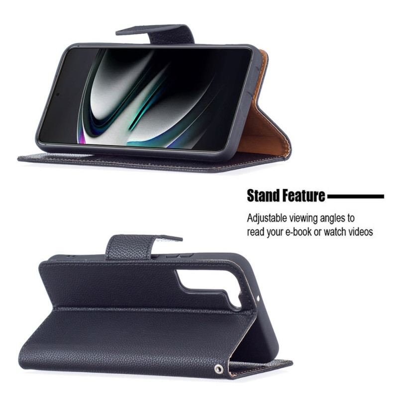 Capa Flip Para Samsung Galaxy S22 Plus 5G De Couro Lichia Rabat Oblíqua