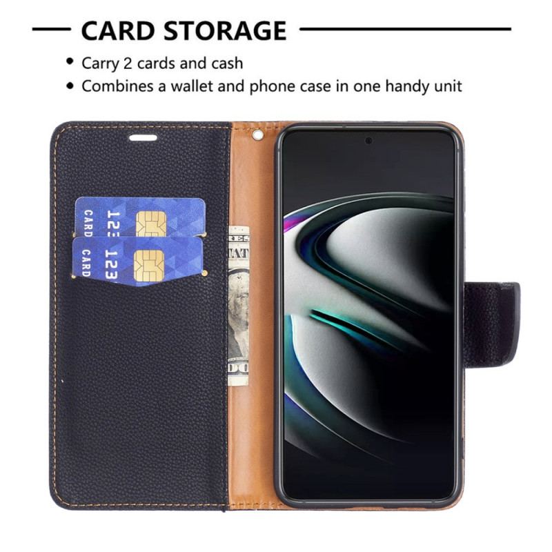 Capa Flip Para Samsung Galaxy S22 Plus 5G De Couro Lichia Rabat Oblíqua