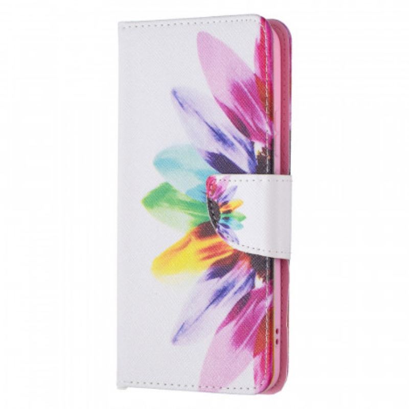 Capa Flip Para Samsung Galaxy S22 Plus 5G Flor Aquarela