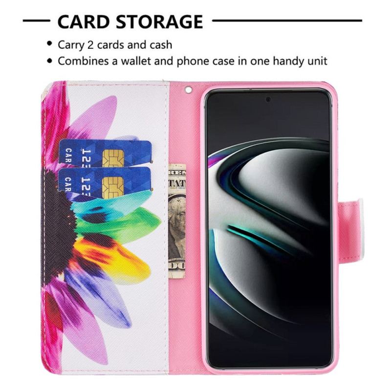 Capa Flip Para Samsung Galaxy S22 Plus 5G Flor Aquarela