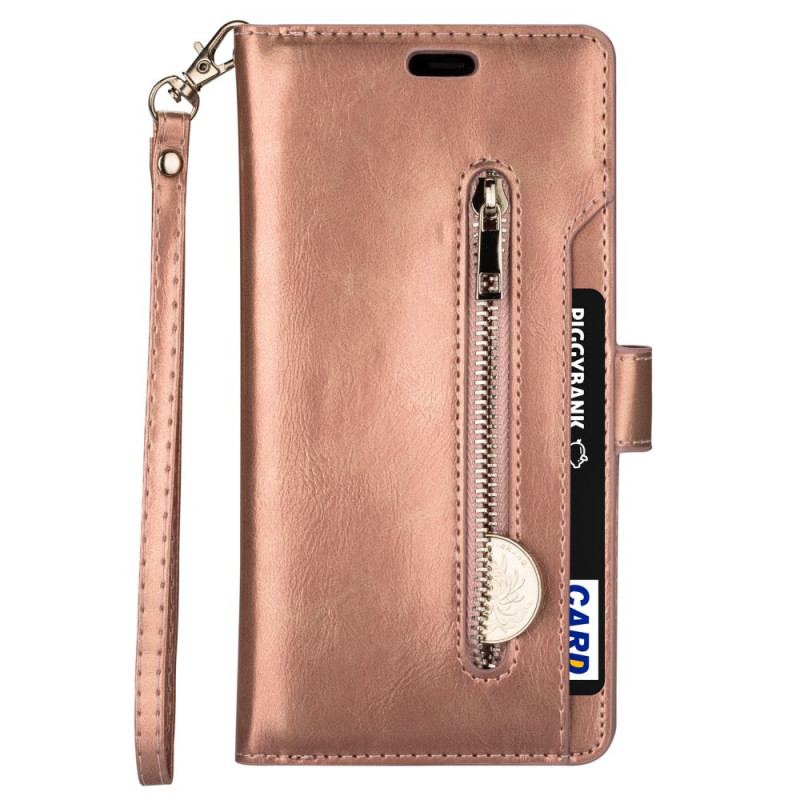 Capa Flip Para Samsung Galaxy S22 Plus 5G Porta-moedas E Cordão