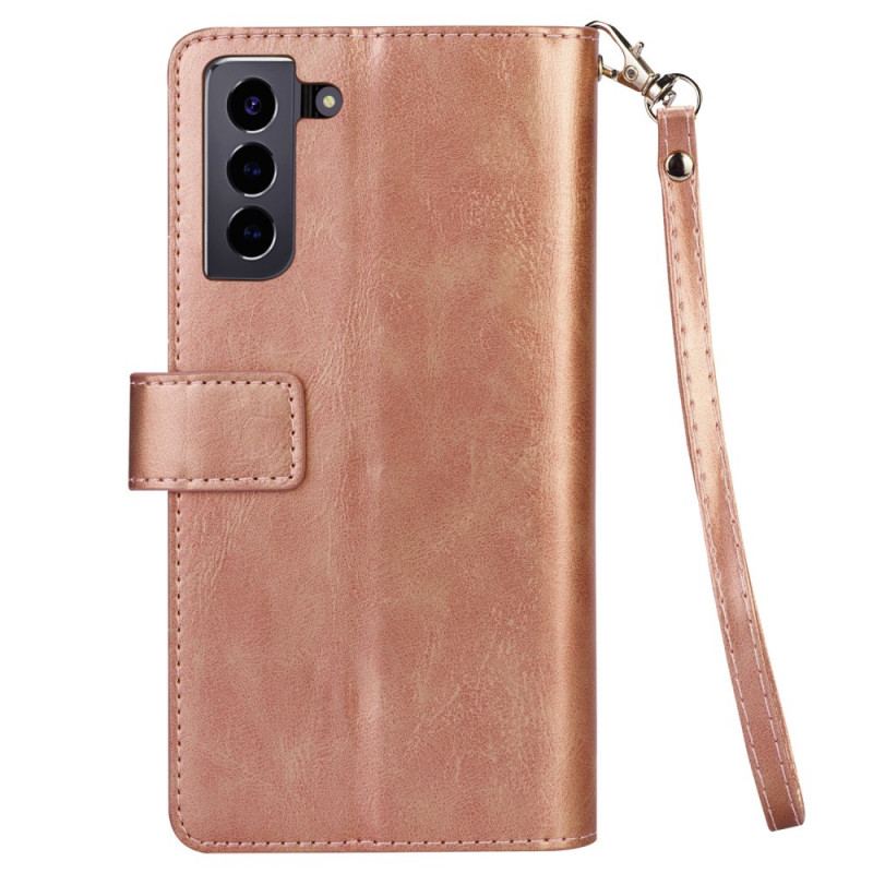 Capa Flip Para Samsung Galaxy S22 Plus 5G Porta-moedas E Cordão