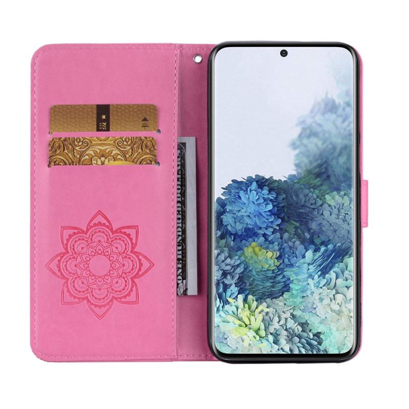 Capa Folio Para Samsung Galaxy S22 Plus 5G Coruja Mandala E Charme