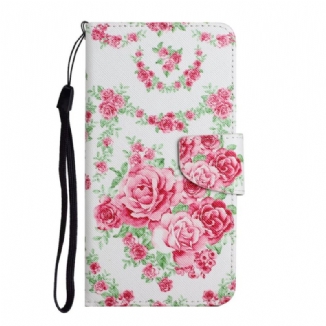 Capa Folio Para Samsung Galaxy S22 Plus 5G Flores Reais Da Liberdade