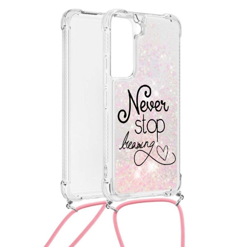 Capa Para Samsung Galaxy S22 Plus 5G De celular Cordão De Glitter Nunca Pare