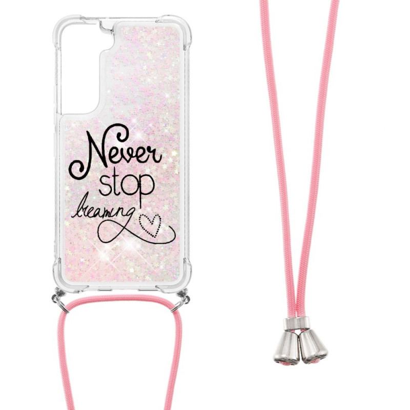 Capa Para Samsung Galaxy S22 Plus 5G De celular Cordão De Glitter Nunca Pare