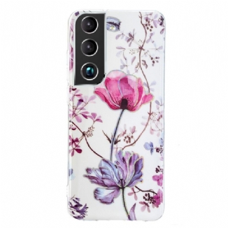 Capa Para Samsung Galaxy S22 Plus 5G Flores Em Mármore