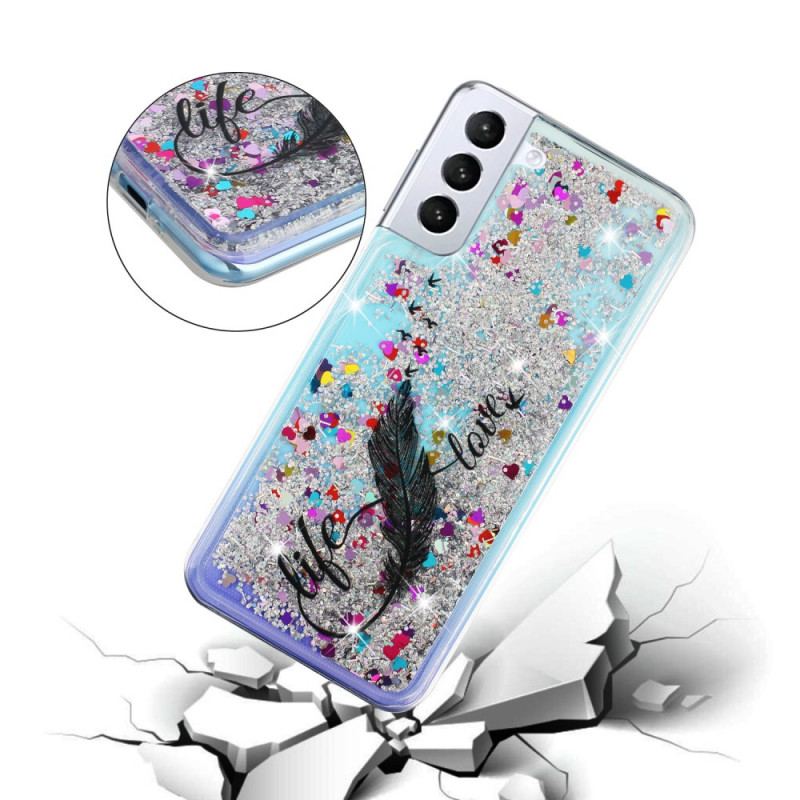 Capa Para Samsung Galaxy S22 Plus 5G Lantejoulas Life & Love