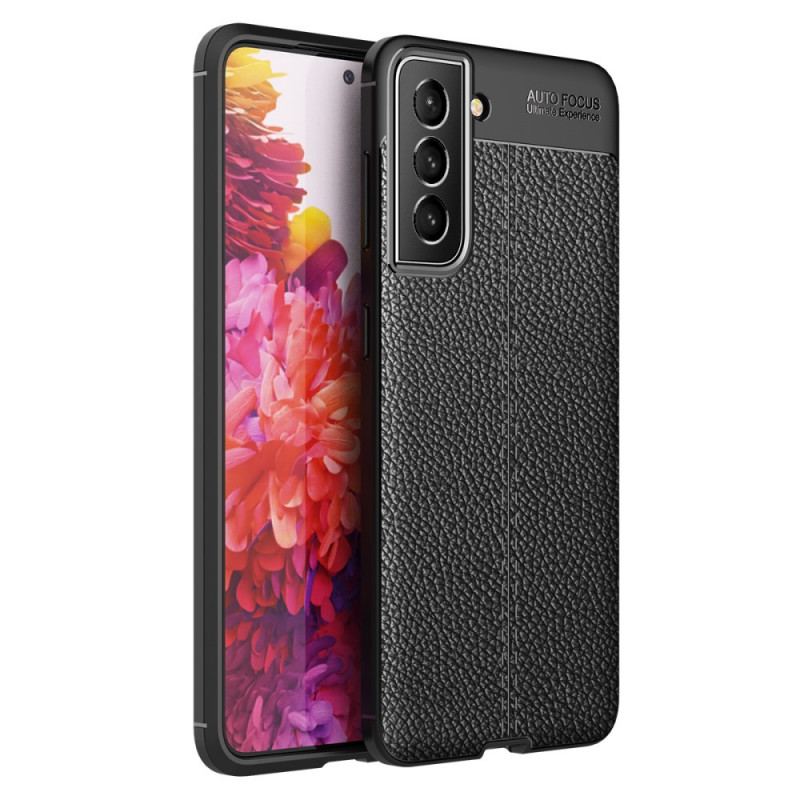 Capa Para Samsung Galaxy S22 Plus 5G Linha Dupla Efeito Couro Litchi