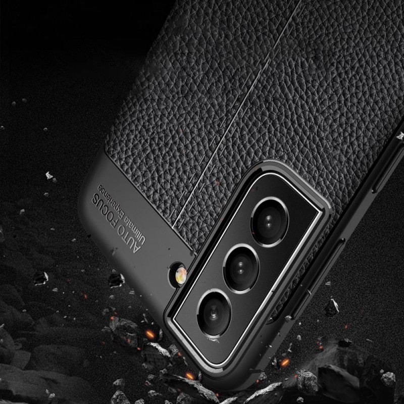Capa Para Samsung Galaxy S22 Plus 5G Linha Dupla Efeito Couro Litchi