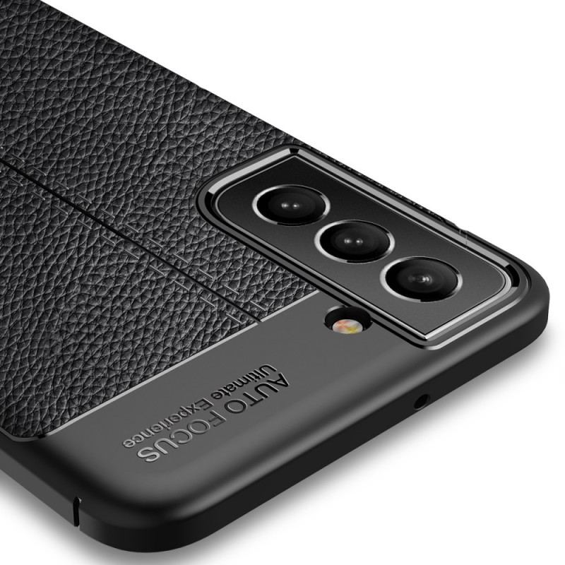 Capa Para Samsung Galaxy S22 Plus 5G Linha Dupla Efeito Couro Litchi