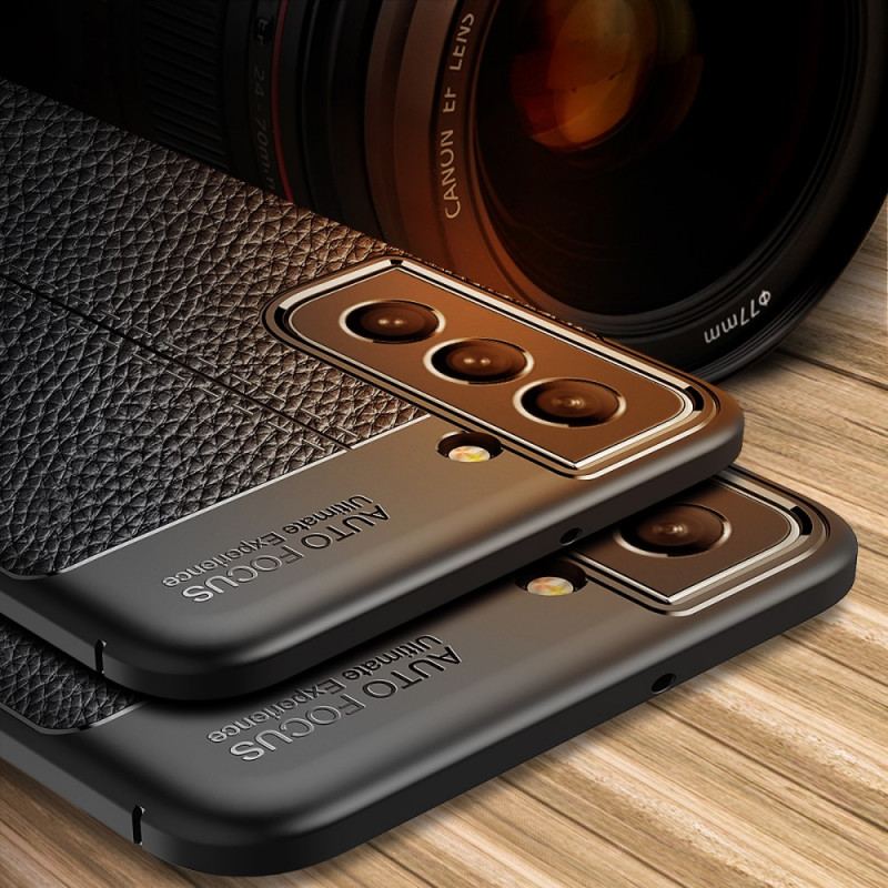 Capa Para Samsung Galaxy S22 Plus 5G Linha Dupla Efeito Couro Litchi