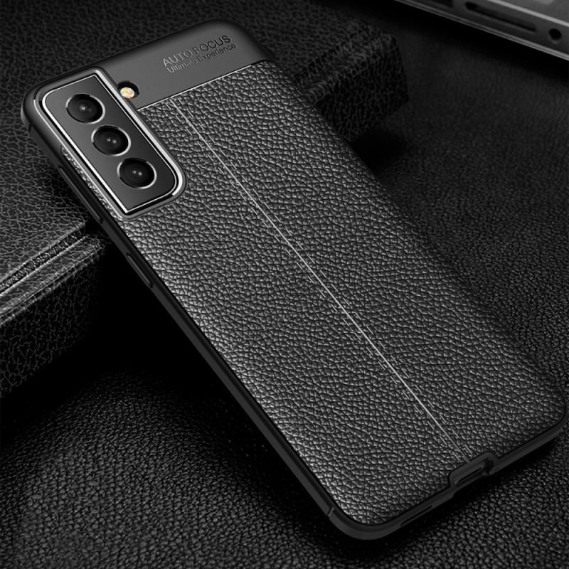 Capa Para Samsung Galaxy S22 Plus 5G Linha Dupla Efeito Couro Litchi