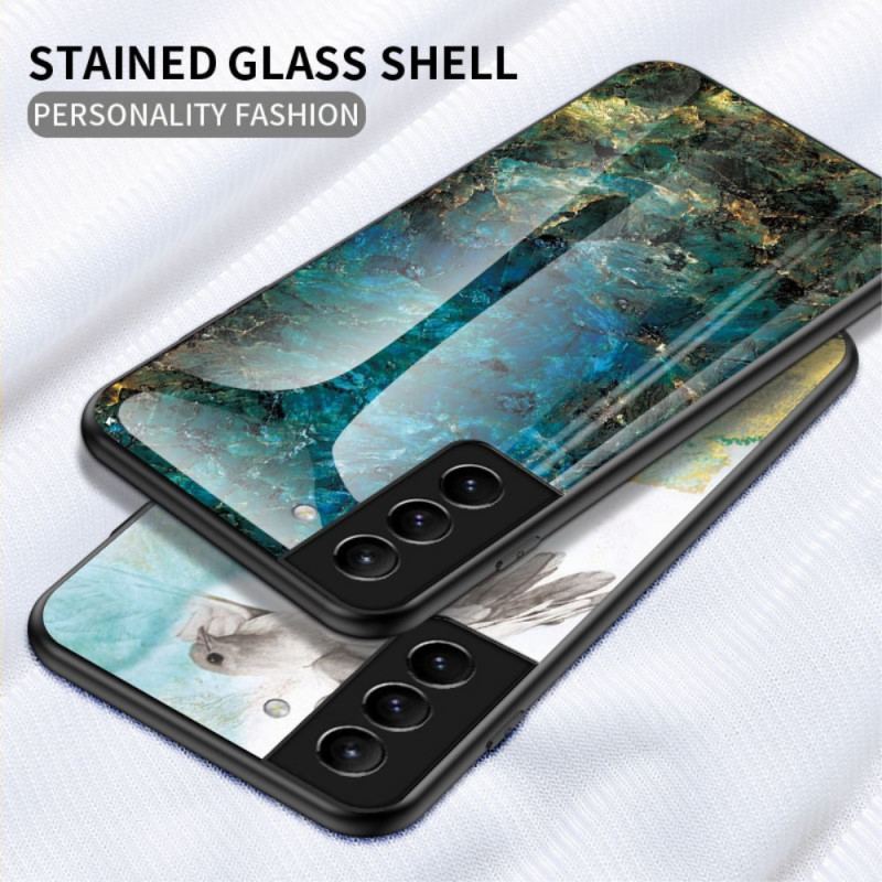 Capa Para Samsung Galaxy S22 Plus 5G Vidro Temperado De Cores De Mármore
