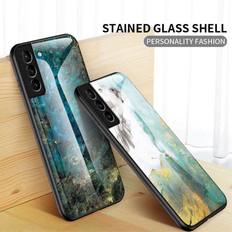 Capa Para Samsung Galaxy S22 Plus 5G Vidro Temperado De Cores De Mármore