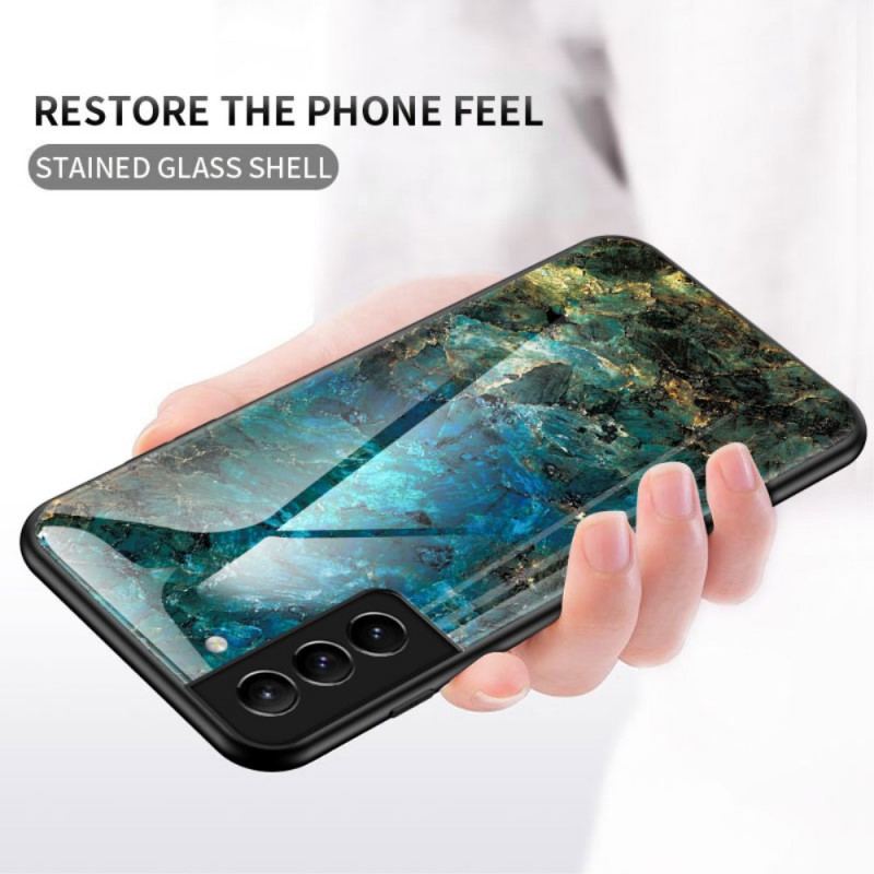 Capa Para Samsung Galaxy S22 Plus 5G Vidro Temperado De Cores De Mármore