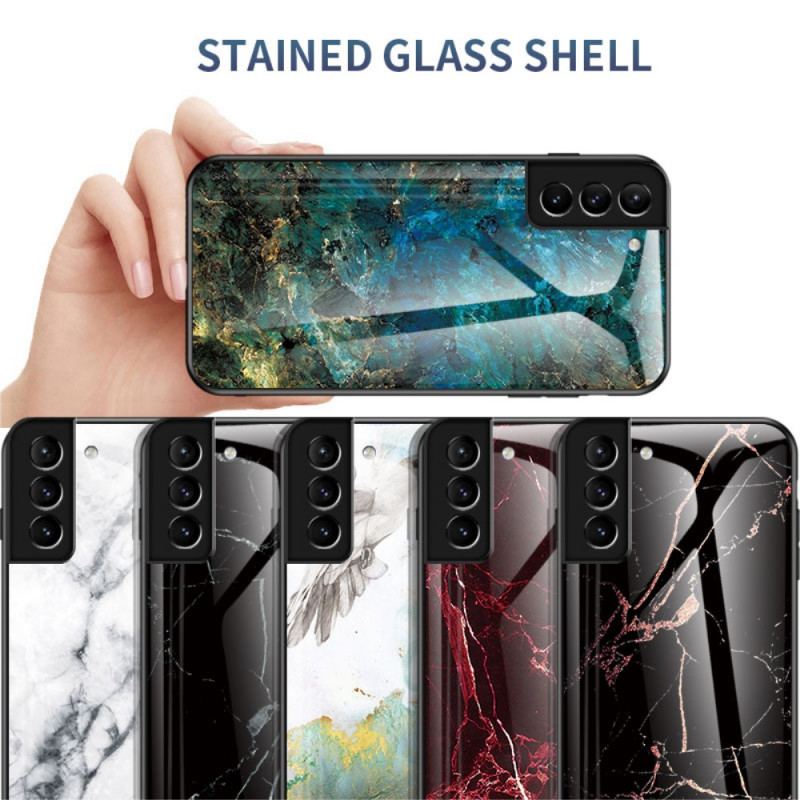 Capa Para Samsung Galaxy S22 Plus 5G Vidro Temperado De Cores De Mármore