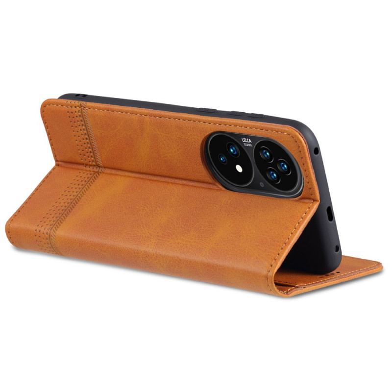 Capa De Celular Para Huawei P50 Pro Flip Estilo De Couro Azns