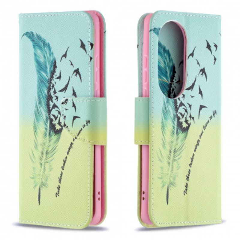 Capa De Couro Para Huawei P50 Pro Aprender A Voar