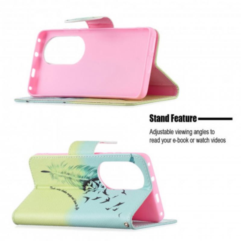 Capa De Couro Para Huawei P50 Pro Aprender A Voar