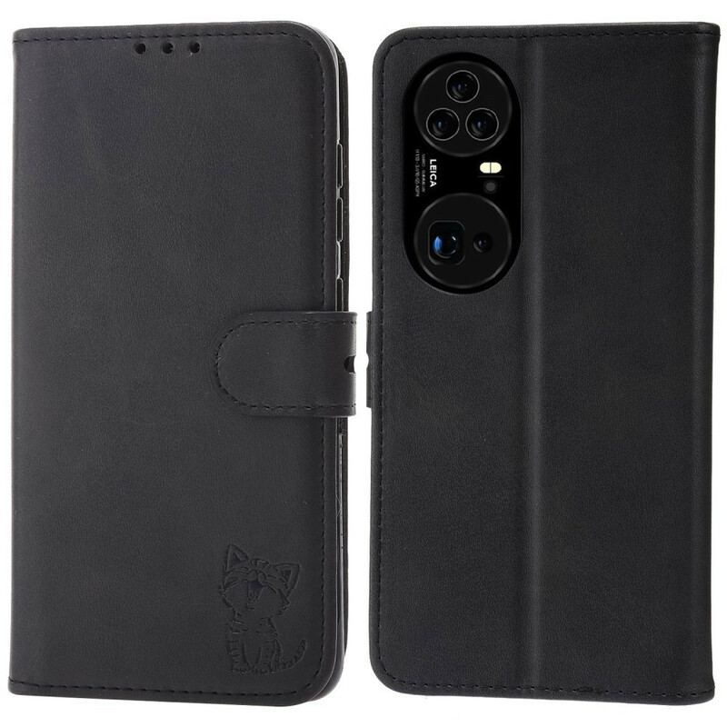 Capa De Couro Para Huawei P50 Pro Gatinho De Couro Falso