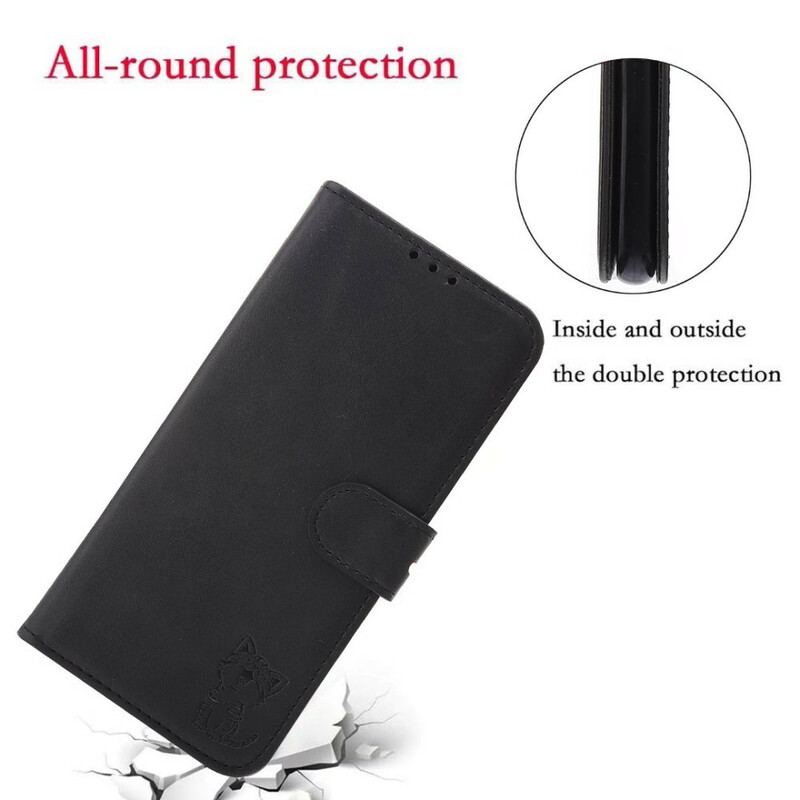 Capa De Couro Para Huawei P50 Pro Gatinho De Couro Falso