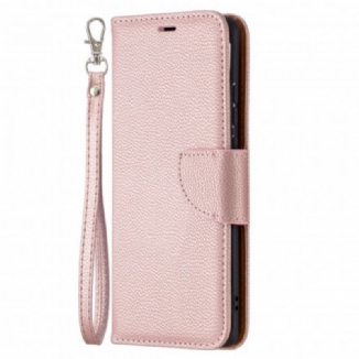 Capa Em Pele Para Huawei P50 Pro Flip Lichia Rabat Oblíqua
