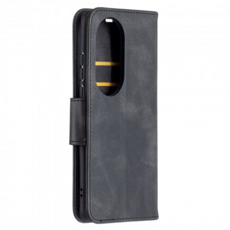 Capa Flip Para Huawei P50 Pro De Couro Retalho Liso Oblíquo