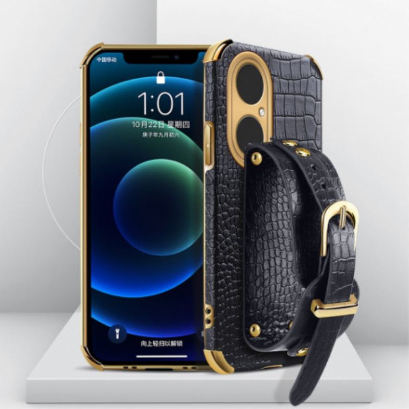 Capa Para Huawei P50 Pro Alça Croco