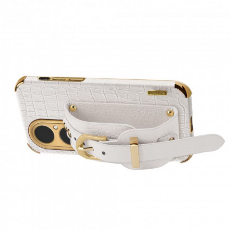Capa Para Huawei P50 Pro Alça Croco