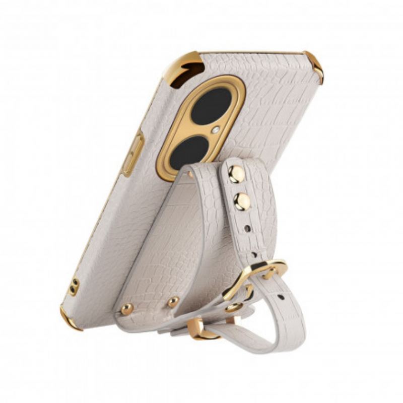 Capa Para Huawei P50 Pro Alça Croco