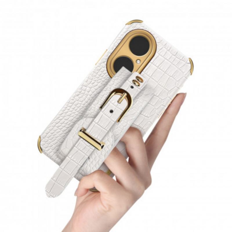 Capa Para Huawei P50 Pro Alça Croco