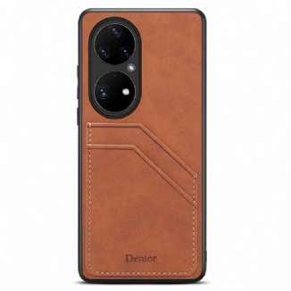 Capa Para Huawei P50 Pro Titular De Cartão De Compartimento Duplo Denior
