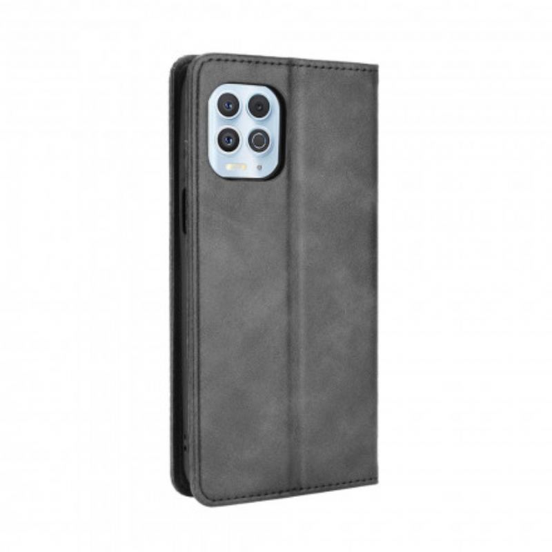 Capa De Celular Para Moto G100 Flip Efeito Couro Vintage Estilizado