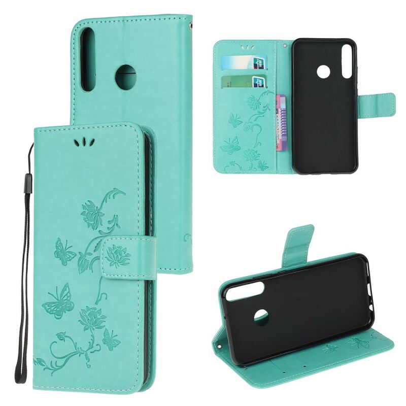 Capa De Couro Para Huawei P40 Lite E Borboletas Encantadas