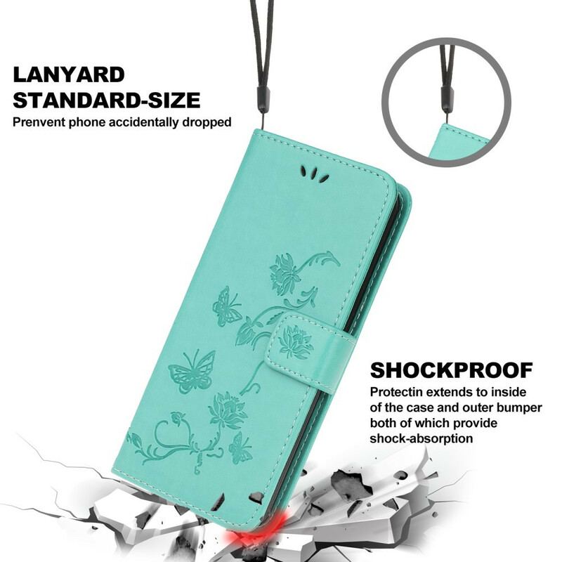 Capa De Couro Para Huawei P40 Lite E Borboletas Encantadas