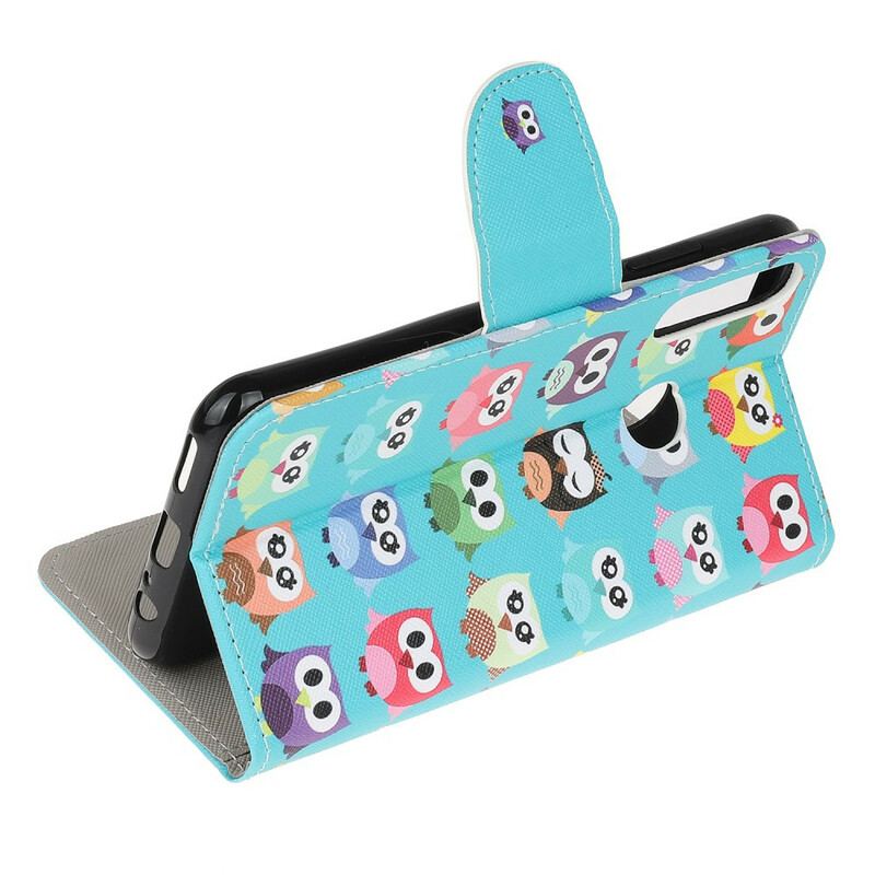 Capa De Couro Para Huawei P40 Lite E Várias Corujas