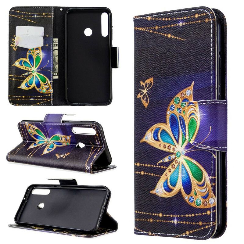 Capa Flip Para Huawei P40 Lite E Borboletas Reis