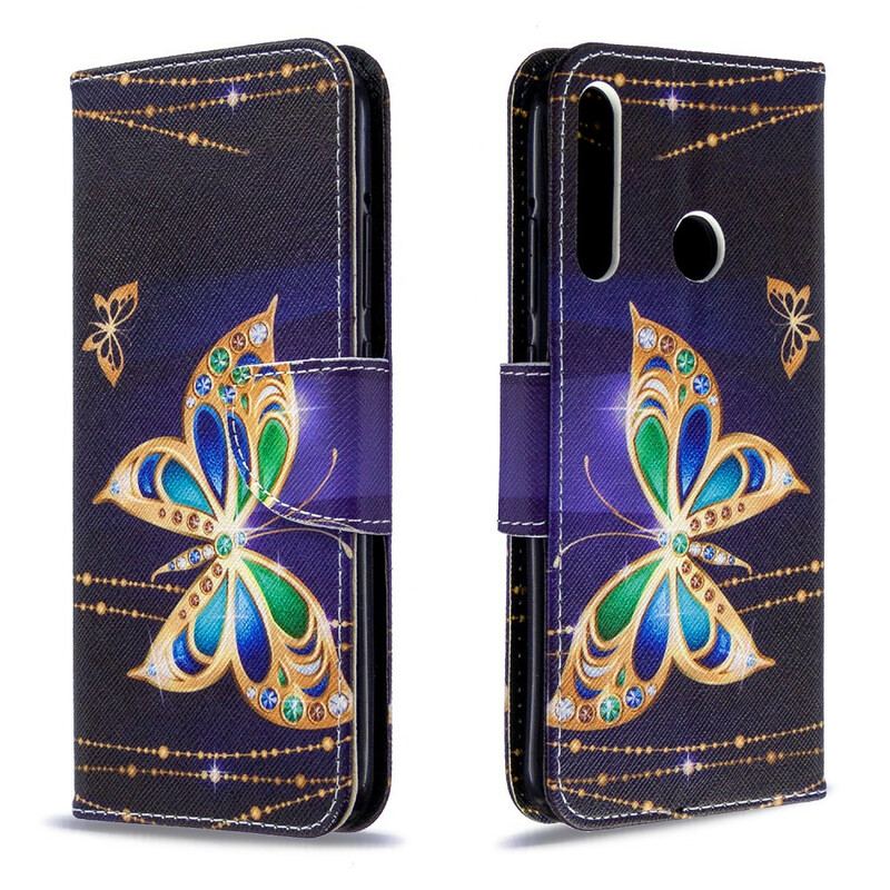 Capa Flip Para Huawei P40 Lite E Borboletas Reis