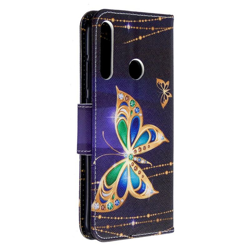 Capa Flip Para Huawei P40 Lite E Borboletas Reis
