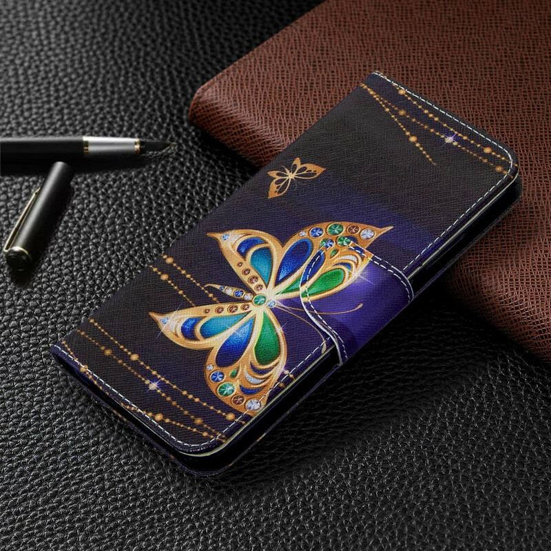 Capa Flip Para Huawei P40 Lite E Borboletas Reis