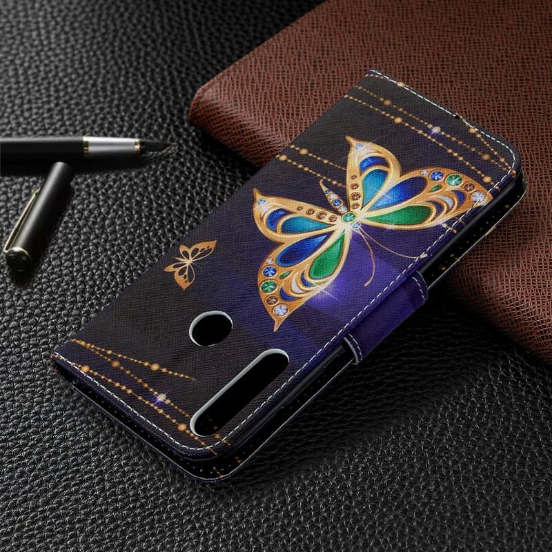 Capa Flip Para Huawei P40 Lite E Borboletas Reis