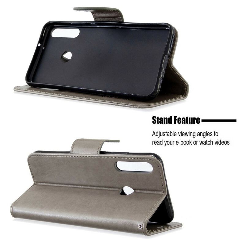 Capa Flip Para Huawei P40 Lite E De Couro Borboletas E Aba Oblíqua