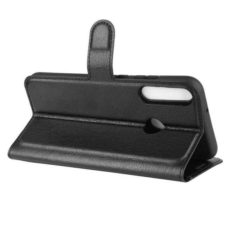 Capa Flip Para Huawei P40 Lite E Couro Sintético De Lichia Clássico