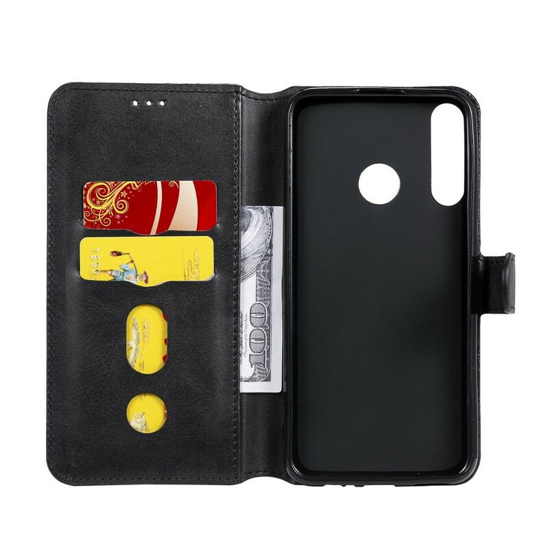 Capa Flip Para Huawei P40 Lite E Efeito Couro Clássico