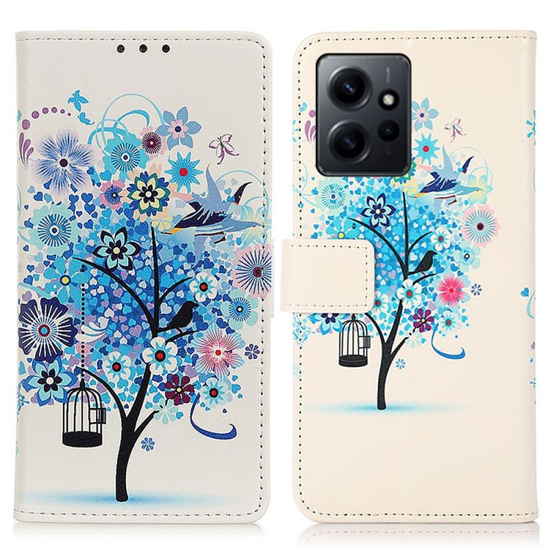 Capa De Couro Para Xiaomi Redmi Note 12 4G Árvore Com Folhagem Colorida