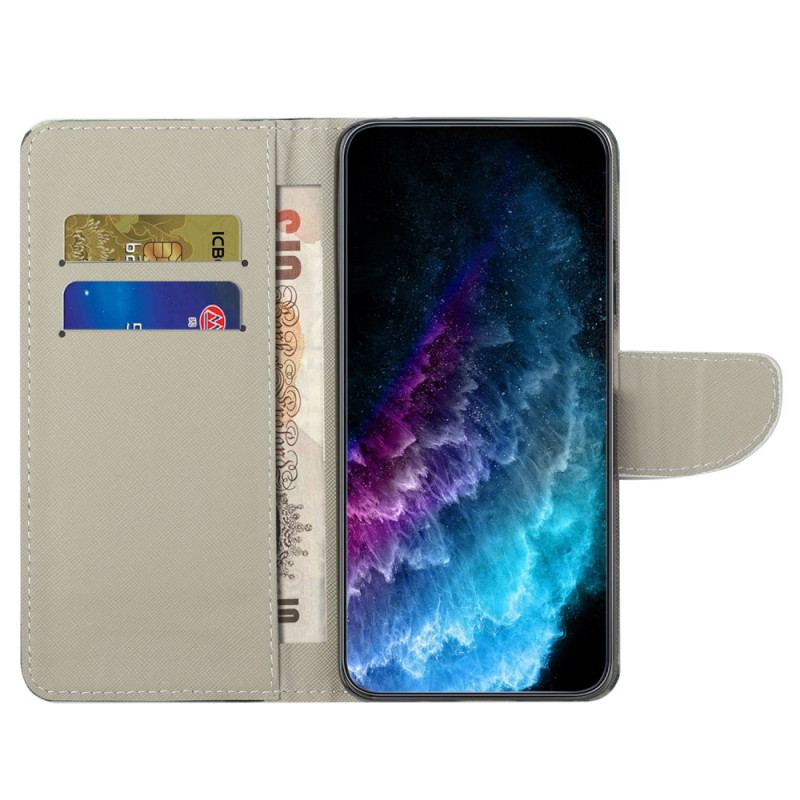 Capa De Couro Para Xiaomi Redmi Note 12 4G Árvore Com Folhas Verdes