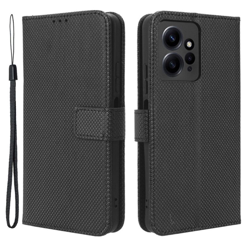 Capa De Couro Para Xiaomi Redmi Note 12 4G De Cordão Couro Falso Estiloso Com Tiras
