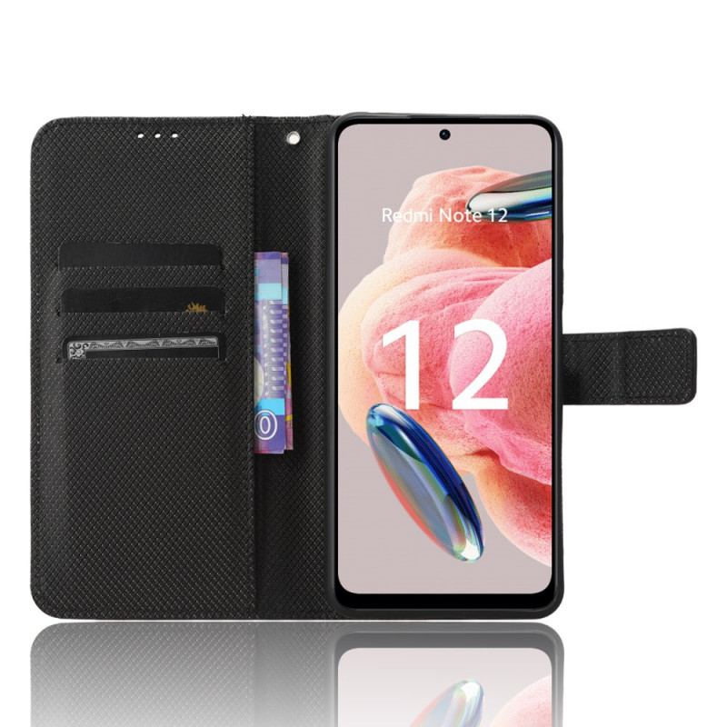 Capa De Couro Para Xiaomi Redmi Note 12 4G De Cordão Couro Falso Estiloso Com Tiras