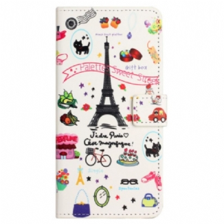 Capa De Couro Para Xiaomi Redmi Note 12 4G Eu Amo Paris